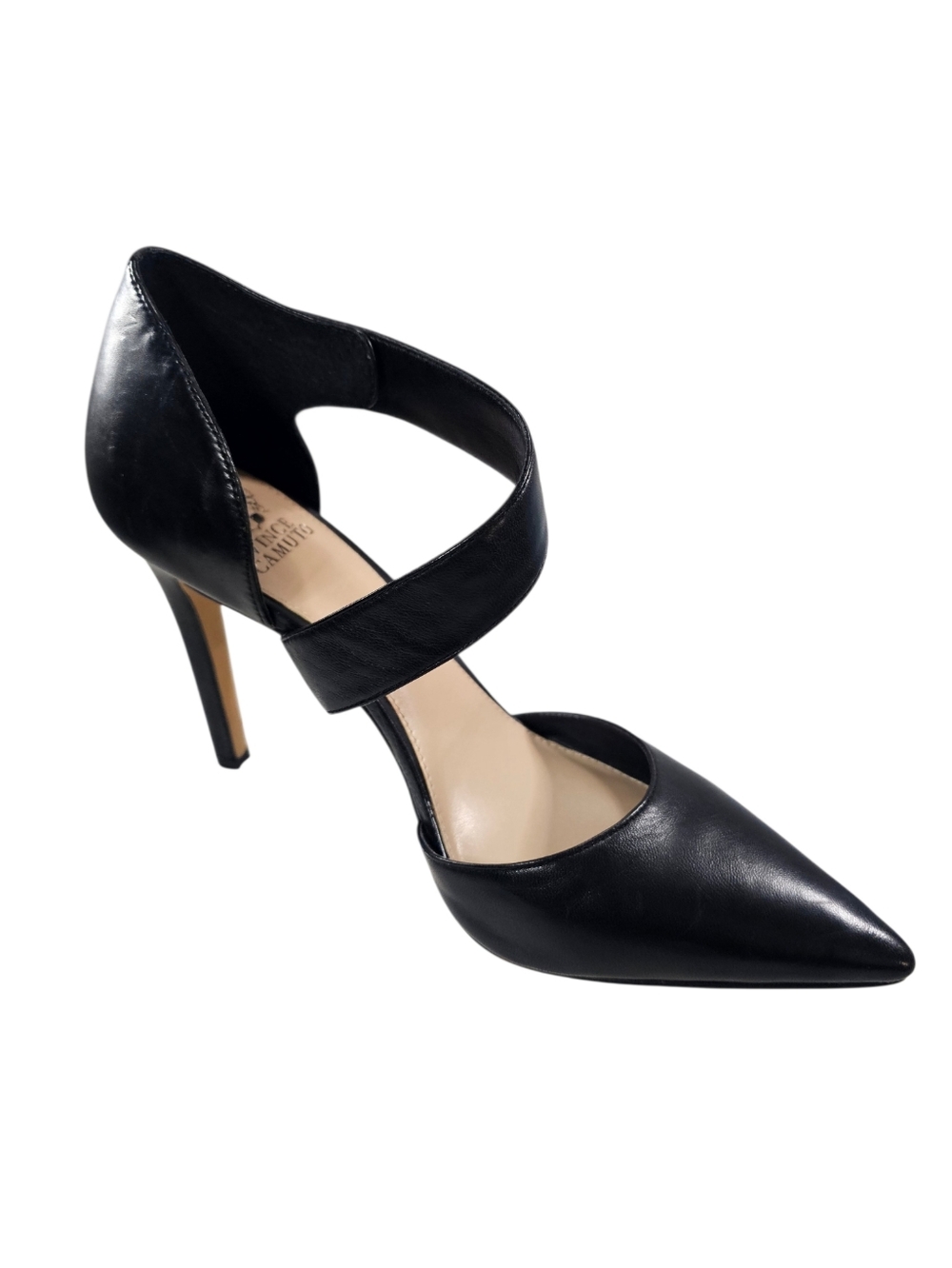 Vince Camuto Black Pointed-Toe Cross-Strap High Heel Pumps, Size 9.5M
